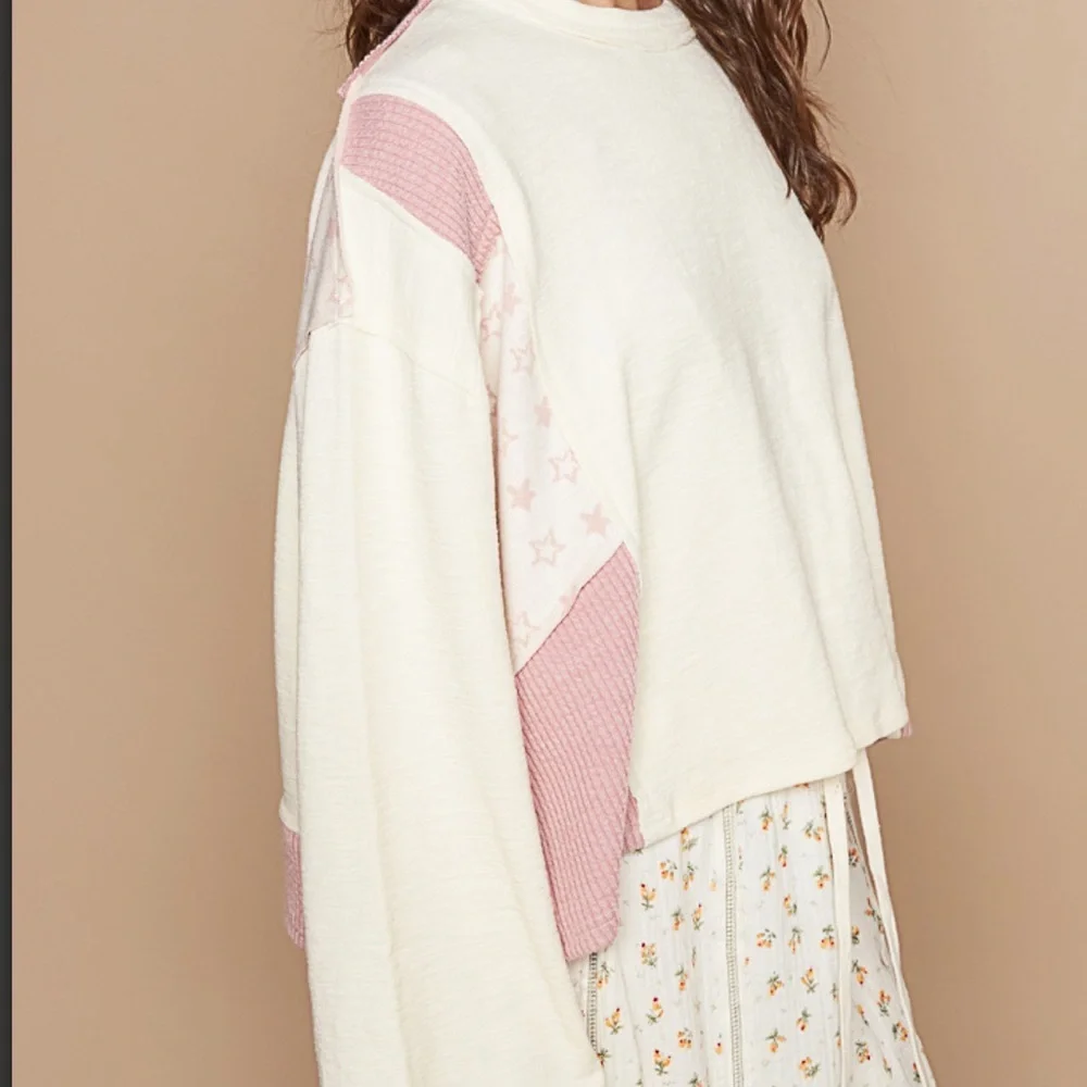 POL. 🩷 Cream and Pink Star Top - Picture 5 of 6